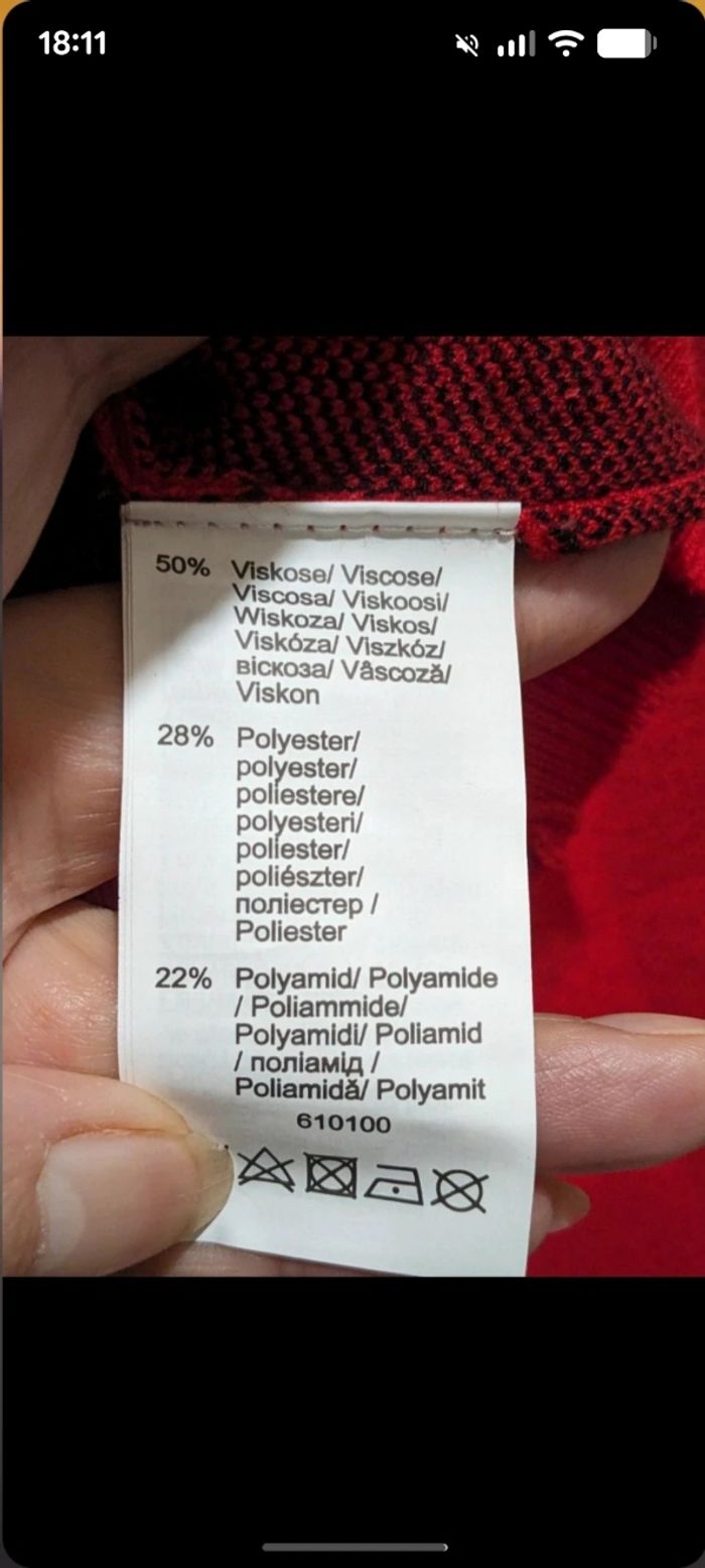 Pull Bodyflirt rouge et noir. Taille 38/40 - photo numéro 6