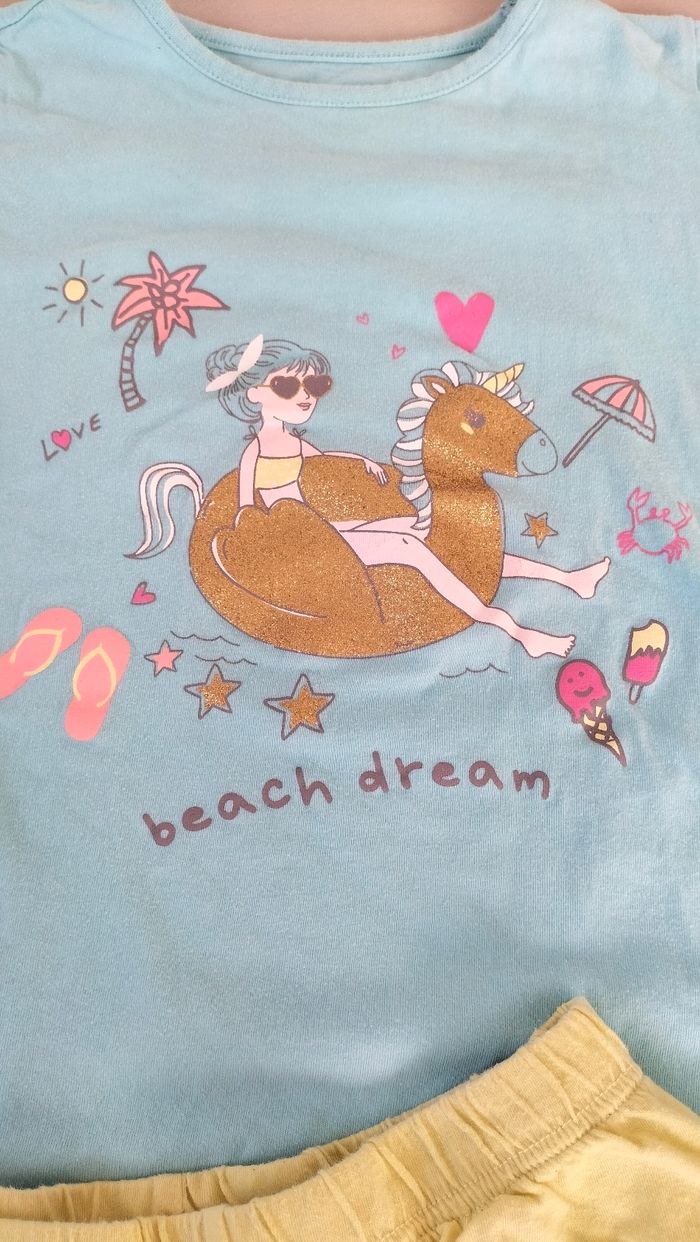 🩵 Pyjashort thème mer/plage - 10 ans - In extenso - En bon état 🩵 - photo numéro 2