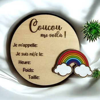 Rond en bois naissance arc en ciel
