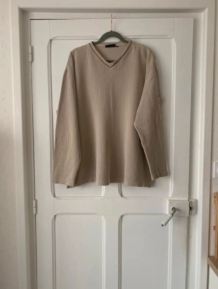 Pull col V vintage crème homme - Taille XL Jules