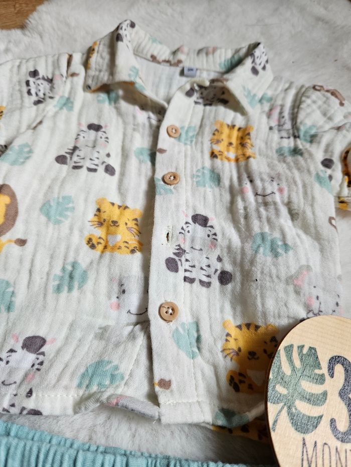 Ensemble chemise + short gaze de coton 3 mois - photo numéro 2