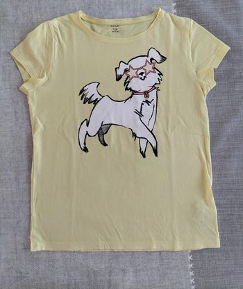 T.shirt manches courtes jaune avec chien 12 ans