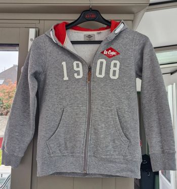 Sweat / veste à capuche gris clair et rouge Lee Cooper 12 ans