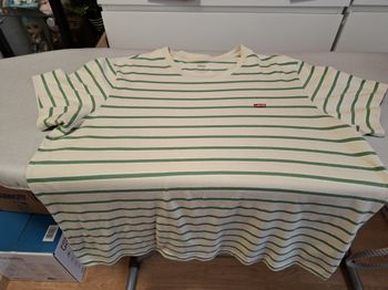 Joli tee-shirt homme Levi's XL rayé crème/vert très bon état