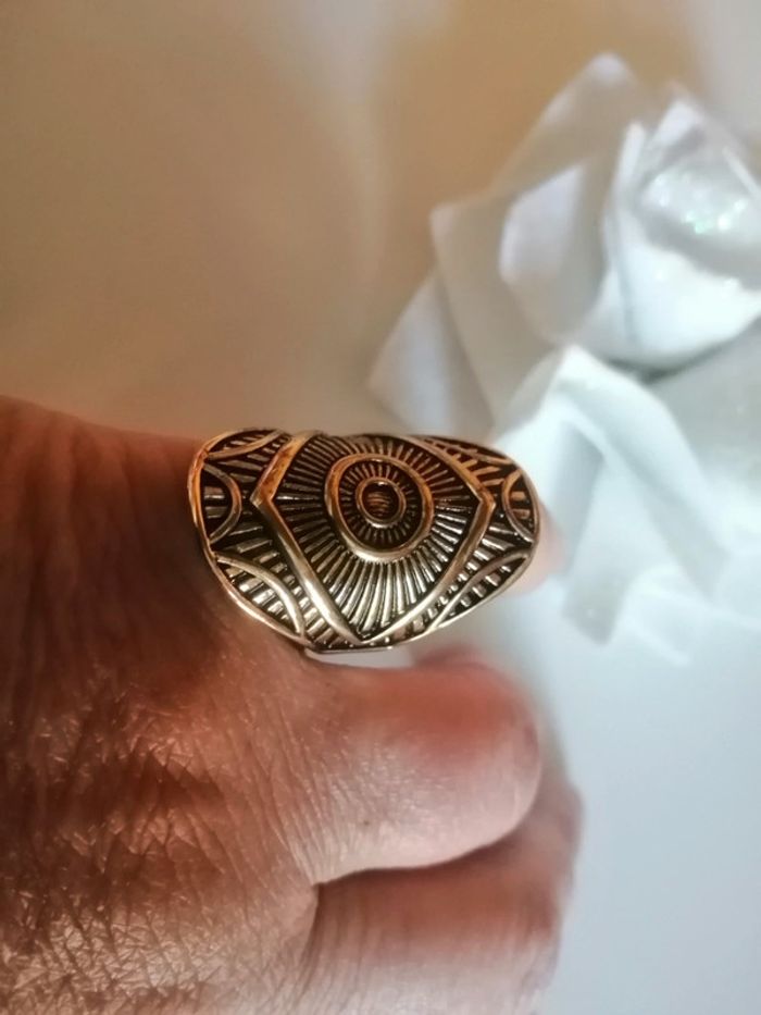🌸Bague dorée large gravures ethniques Vintage Taille 54 🌸 - photo numéro 4