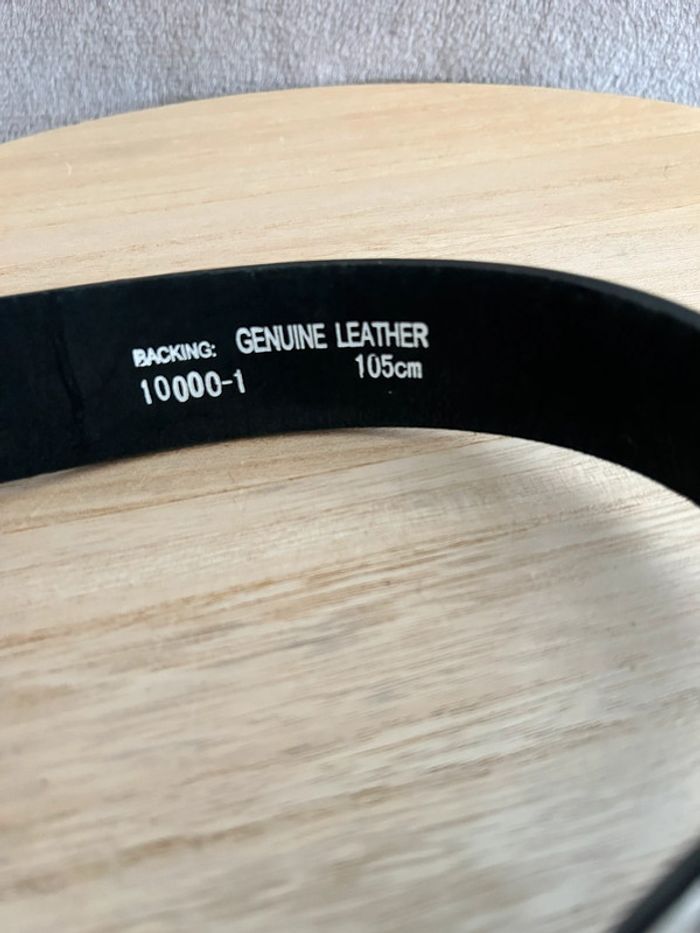 Ceinture en cuir noir taille 105 cm - photo numéro 3