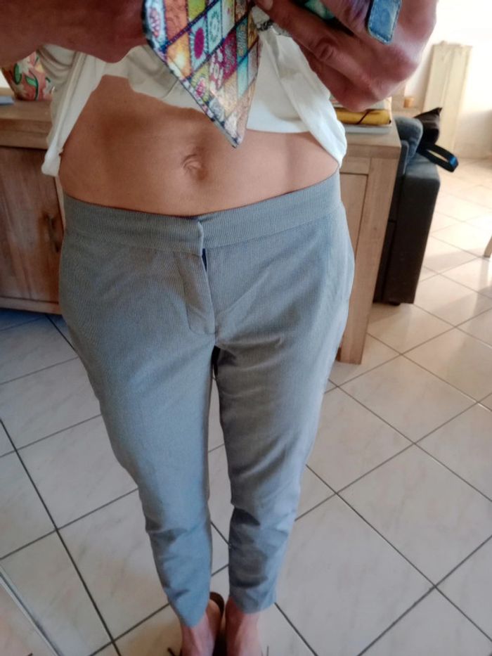 Pantalon femme 36 type cigarette vichy noir et gris c8 - photo numéro 8