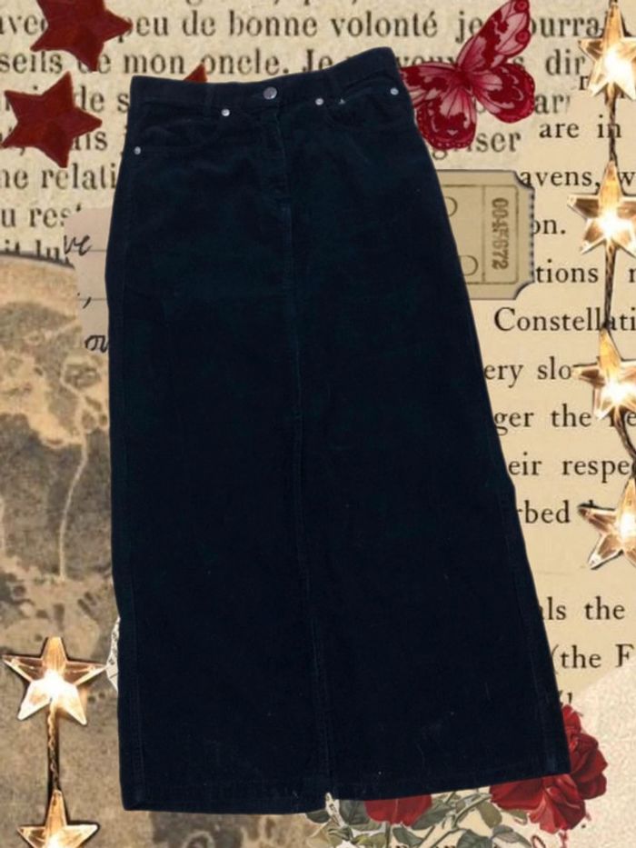 🖤Jupe longue vintage Y2K en velours côtelé noir Black corduroy skirt🖤 - photo numéro 5