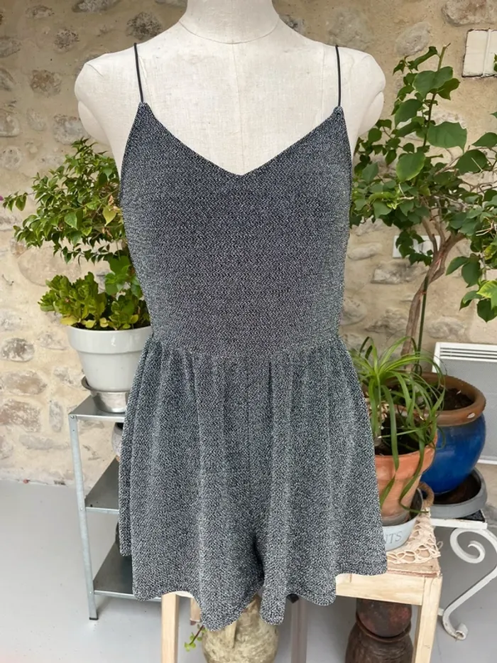 H&M - Combishort à paillettes noir gris soirée casual quotidien - photo numéro 2