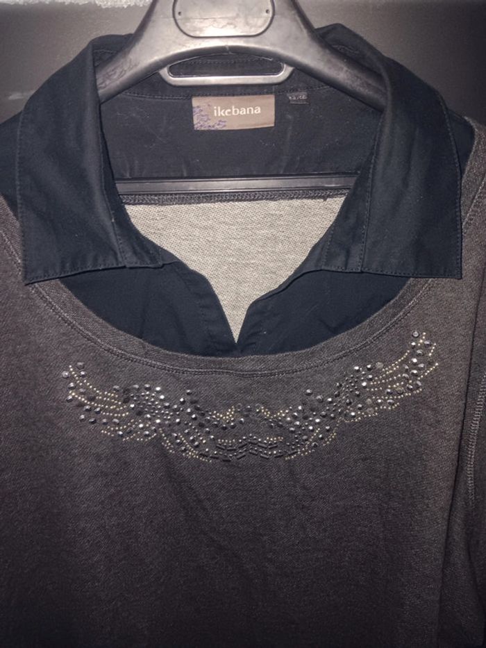 Pull taille 54/56 avec col noir - photo numéro 2