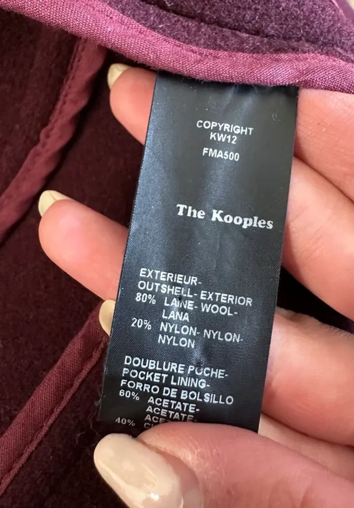 Manteau The Kooples lie de vin en laine T38 - photo numéro 5