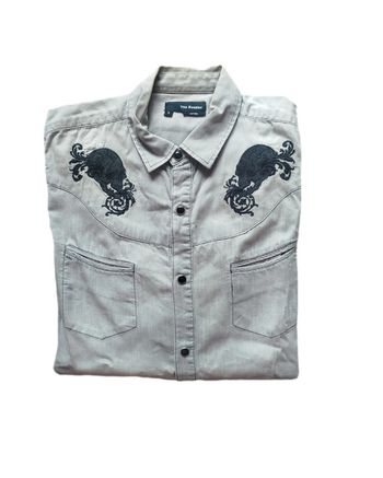 Chemise femme grise broderie | The Kooples | S Fitted