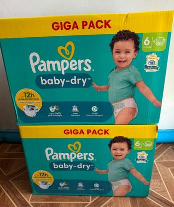 216 couches Pampers baby dry taille 6