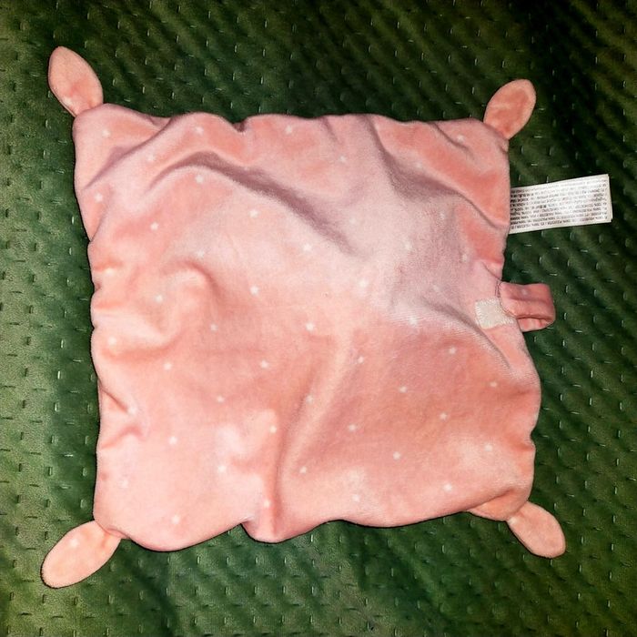 Doudou Plat Lapin Gris Rose Etoiles Blanc Attache Tétine Simba Toys - photo numéro 3