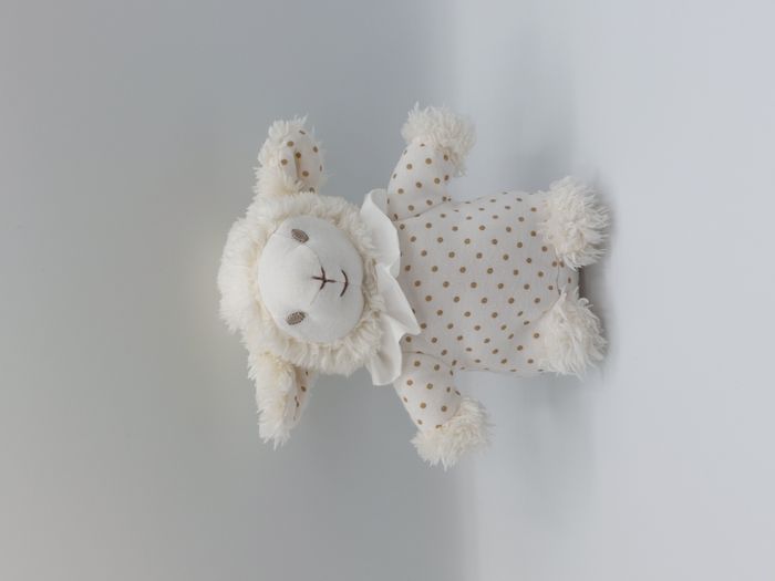 Peluche doudou mouton blanc PEDIATRIL Eau thermale Avène pois collerette 18 cm
