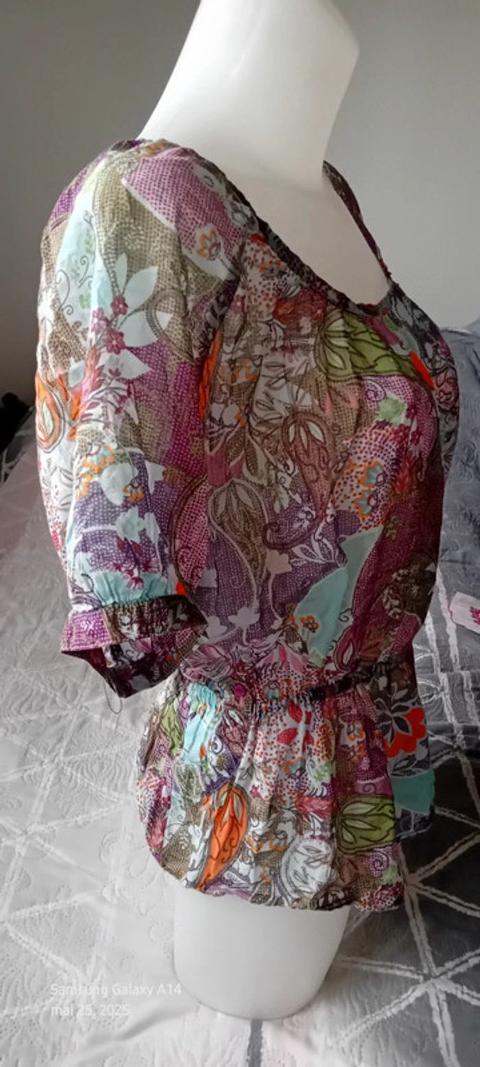Blouse légère motif fleurs colorées femme 42/44 camaïeu - photo numéro 2