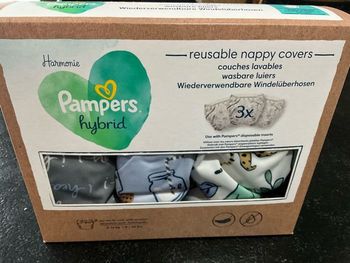 Boîte de 3 culottes neuves, lavables, Pampers hybrid, 3 à 16 kilos. 30 % avec code remise