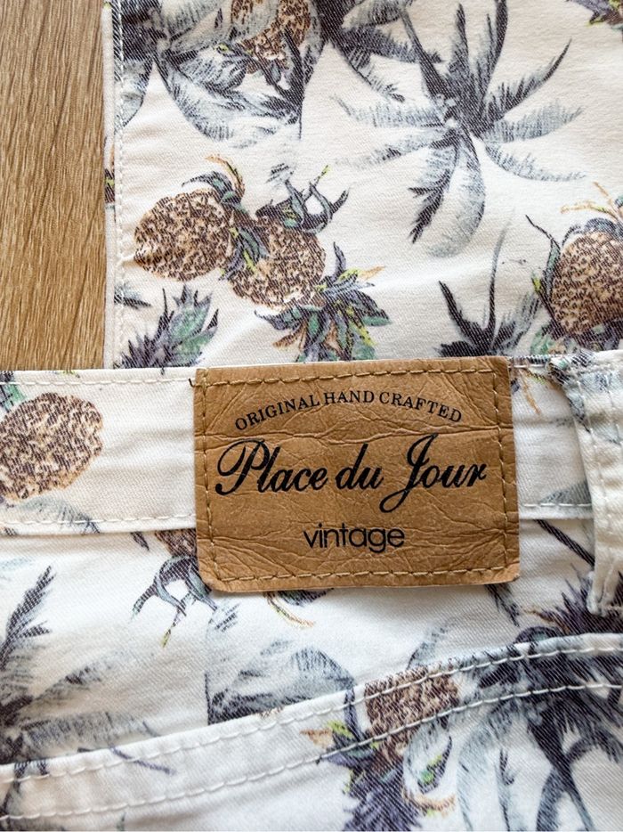 Jean slim taille faute blanc à motifs floraux place du jour taille 36 S - photo numéro 5