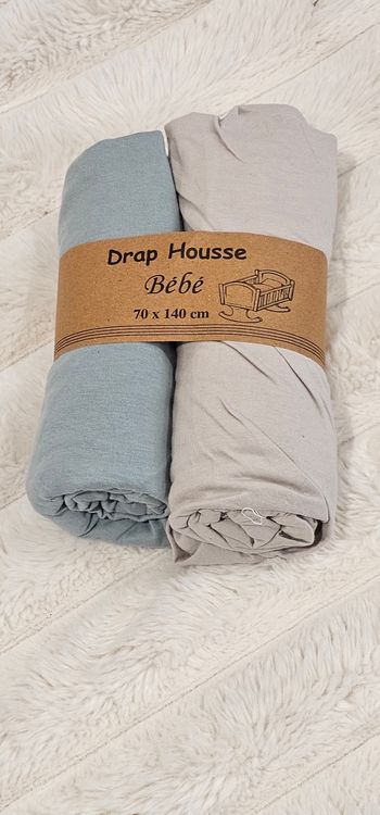 Lot de 2 draps housses 70×140cm 100% coton Neufs