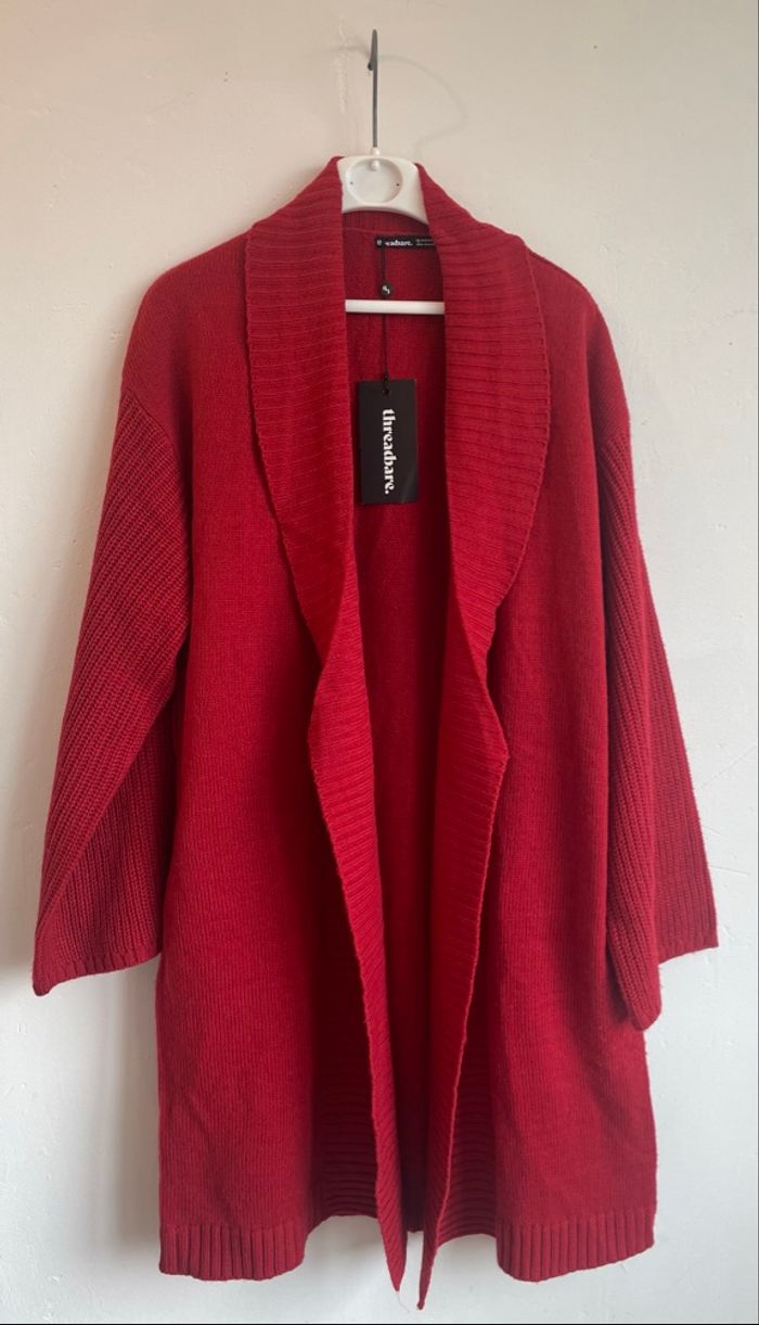 cardigan tendance long rouge Taille S (36/38) - photo numéro 2
