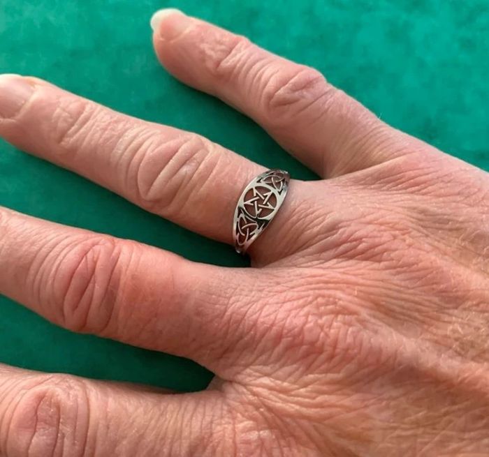 Bague pentagramme en acier inoxydable argenté - photo numéro 4