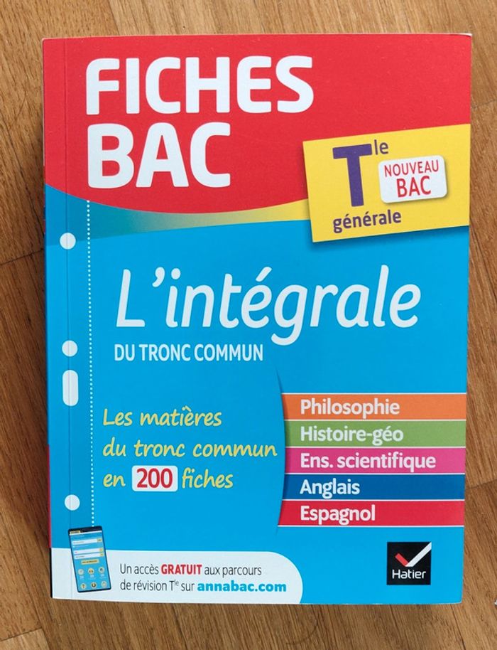 Livre Fiches BAC L'intégrale - Nouveau Bac - Terminale Générale