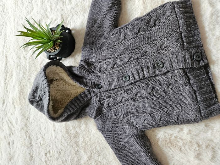 🌟Tex - Gilet chaud à boutons Gris - Taille 12 mois