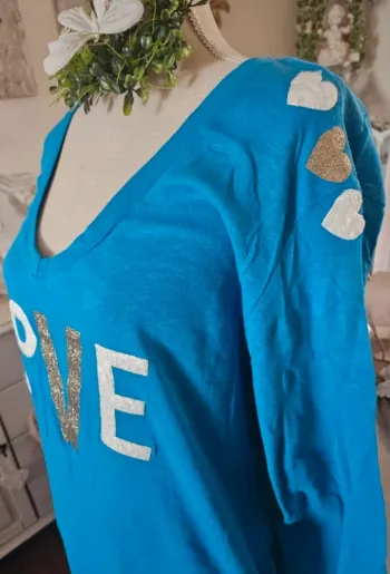 Robe longue bleue cœurs April Vintage Taille 42/44 Neuve