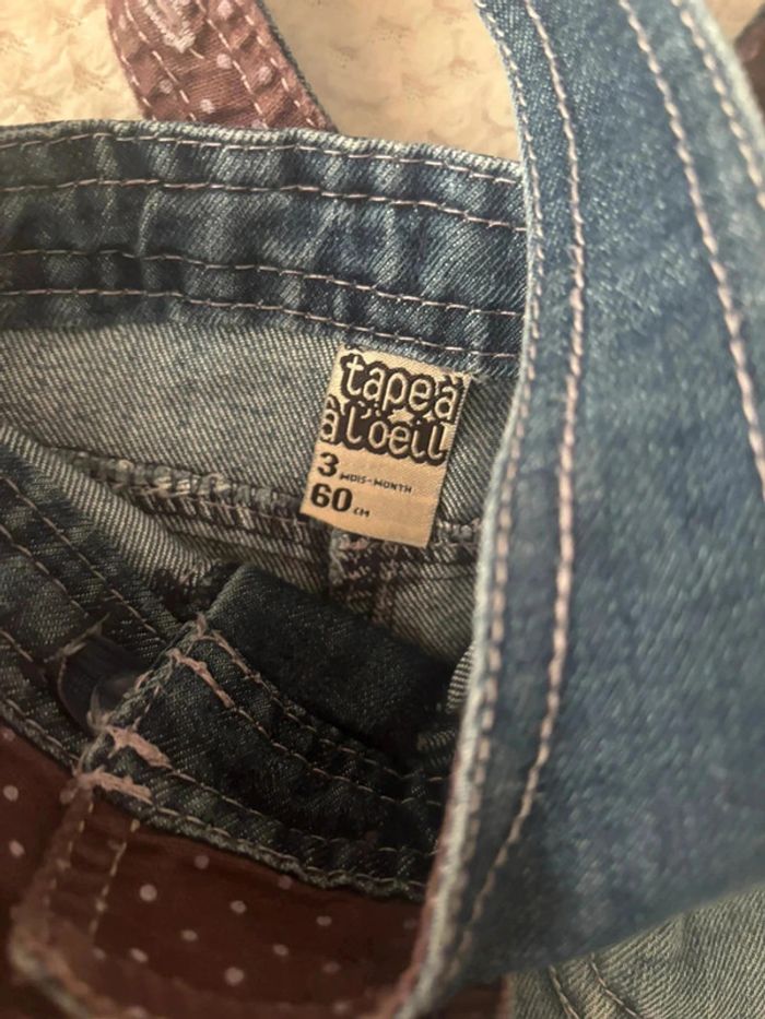 Salopette short en jeans taille 3 mois - photo numéro 3
