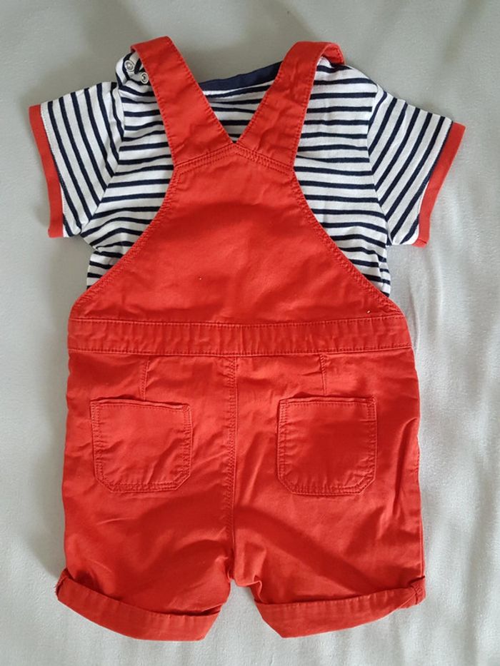 Ensemble 18m salopette short rouge et t shirt Obaibi - photo numéro 3