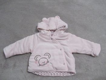 Veste en velours rose clair à capuche avec oreilles de chat coeur Taille 0 mois