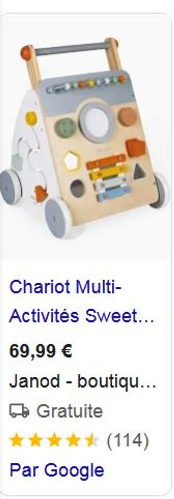 Chariot de marche trotteur pousseur Janod multiactivités