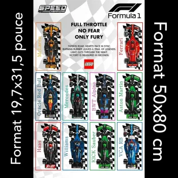 Affiche LEGO Speed Champions – Édition F1 2024 Full Throttle No Fear, Only Fury