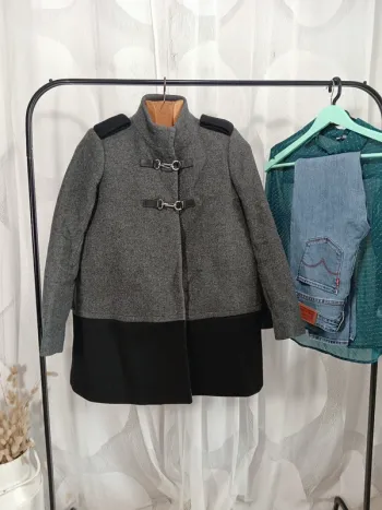 Maje "manteau ample gris anthracite et noir" t. 38