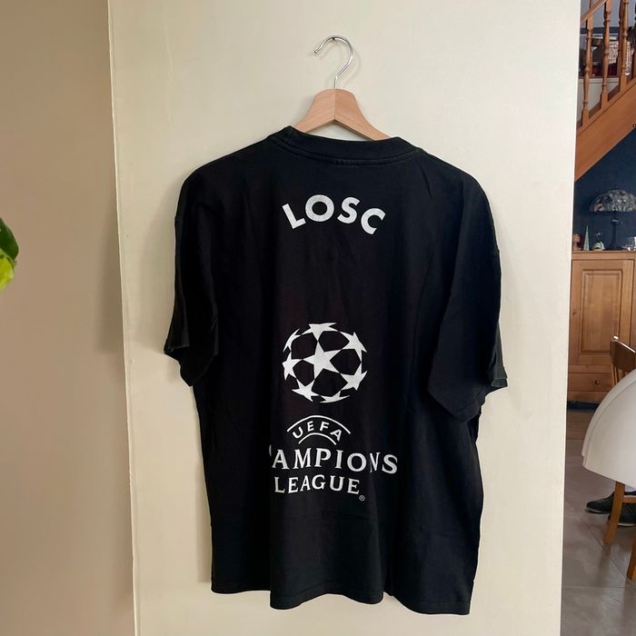 T-shirt noir Losc Uefa Champions League B&C homme coton logo rouge et imprimé dos taille M-L V059 - photo numéro 9