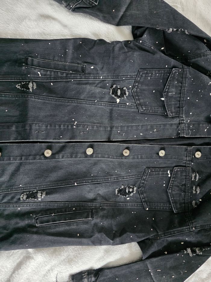 Veste en jean noir longue - photo numéro 4