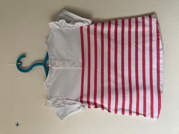 Tee-shirt marinière manche volantée fille 18 mois - photo numéro 3