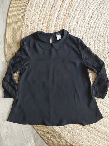 Blouse/haut neuf noir dentelle col claudine La redoute T 36 S