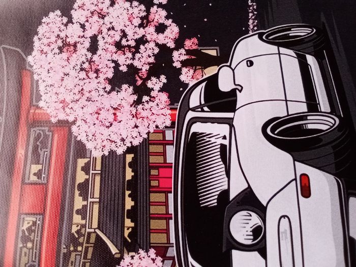 AFFICHE POSTER TOILE A3 JAPON VOITURE CERISIER EN FLEURS - photo numéro 3