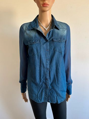 Chemise bleue en jean bi matière DDP taille S excellent état