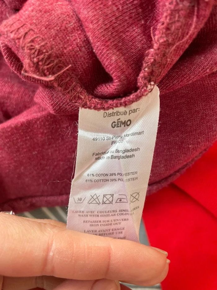Haut sweat sport bordeaux à capuche et cordons avec manches 3/4 - photo numéro 6