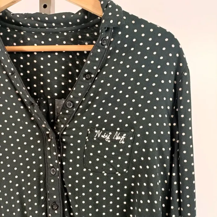Chemise longue noire à pois blancs - Taille L estimée - N by Naf - A034 - photo numéro 3