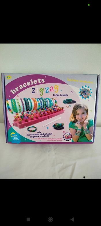 Kit de création de bracelets avec 600 élastiques multicolores et pailletés Zigzag neuf