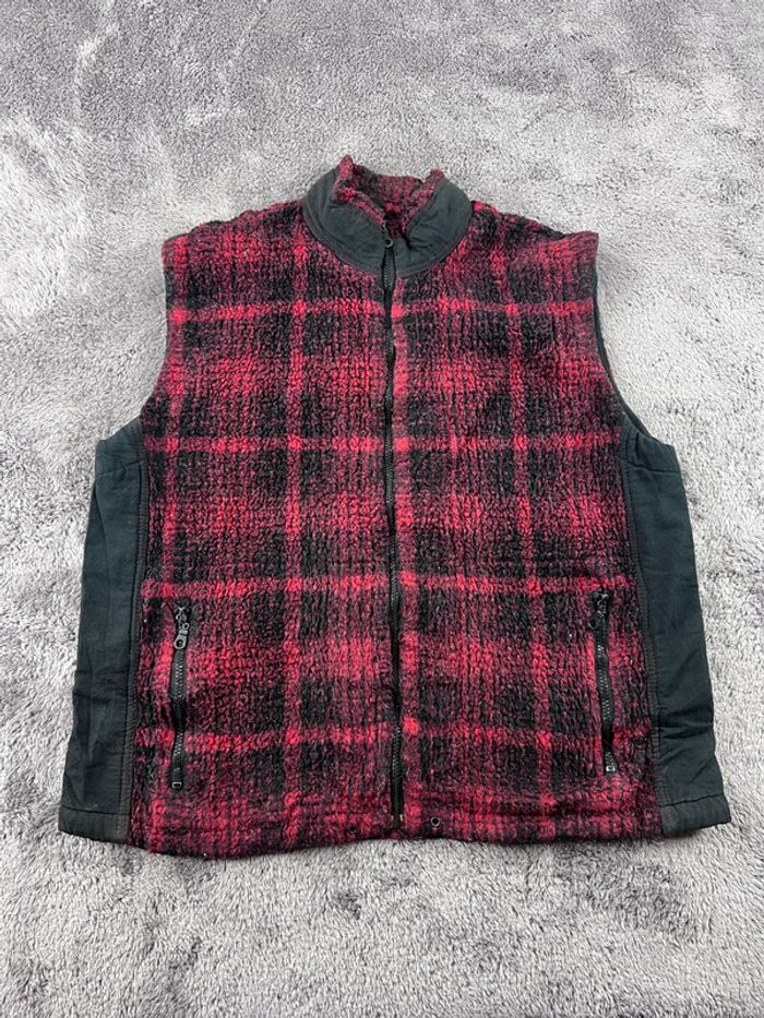 Ouray Gilet polaire vintage sans manches à carreaux rouge/noir – Taille S
