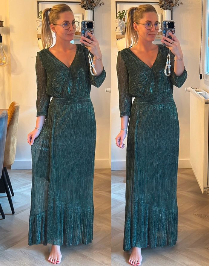 Robe longue IKKS vert métallisé – Taille 36 – Neuve étiquette