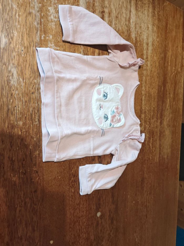 Pull rose chat fille taille 92 cm