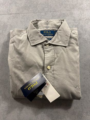Chemise Ralph Lauren Gris logo brodé Gris Taille XS Neuf avec étiquette