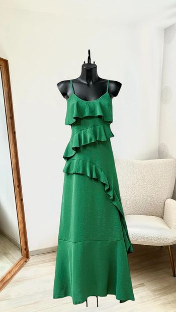 Robe verte style bohème taille unique avec fente