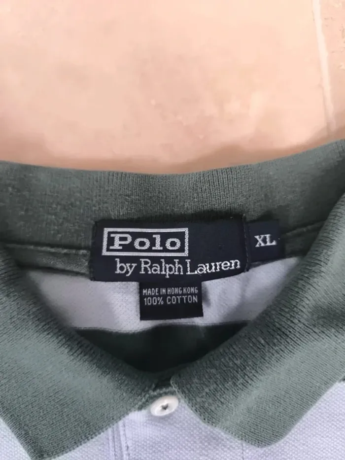 Polo Ralph Lauren homme bleu ciel vert XL logo vert taché - photo numéro 6