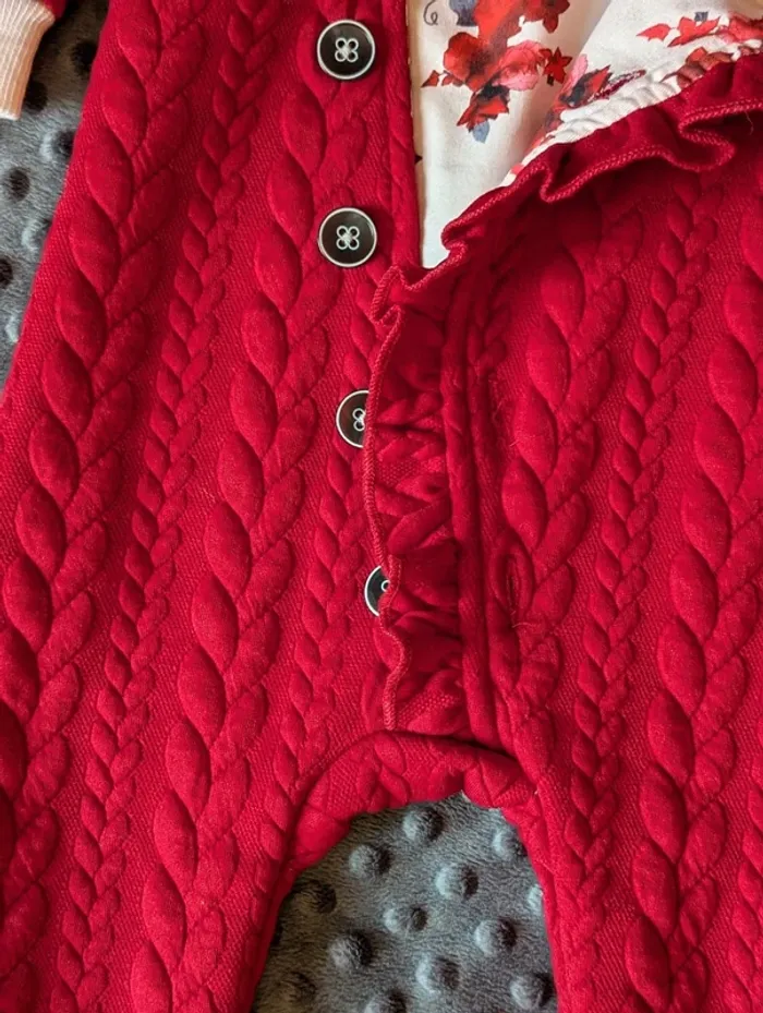Combi-pilote matelassée rouge à capuche 6 mois Patpat #mignon #ourson - photo numéro 3